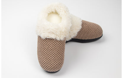 Roxoni Women's Fleece Trim Knit Sweater Furr Clog Slipper