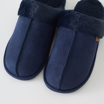 Roxoni Men's Plush Faux Suede Clog Slippers with Warm Faux Fur Lining