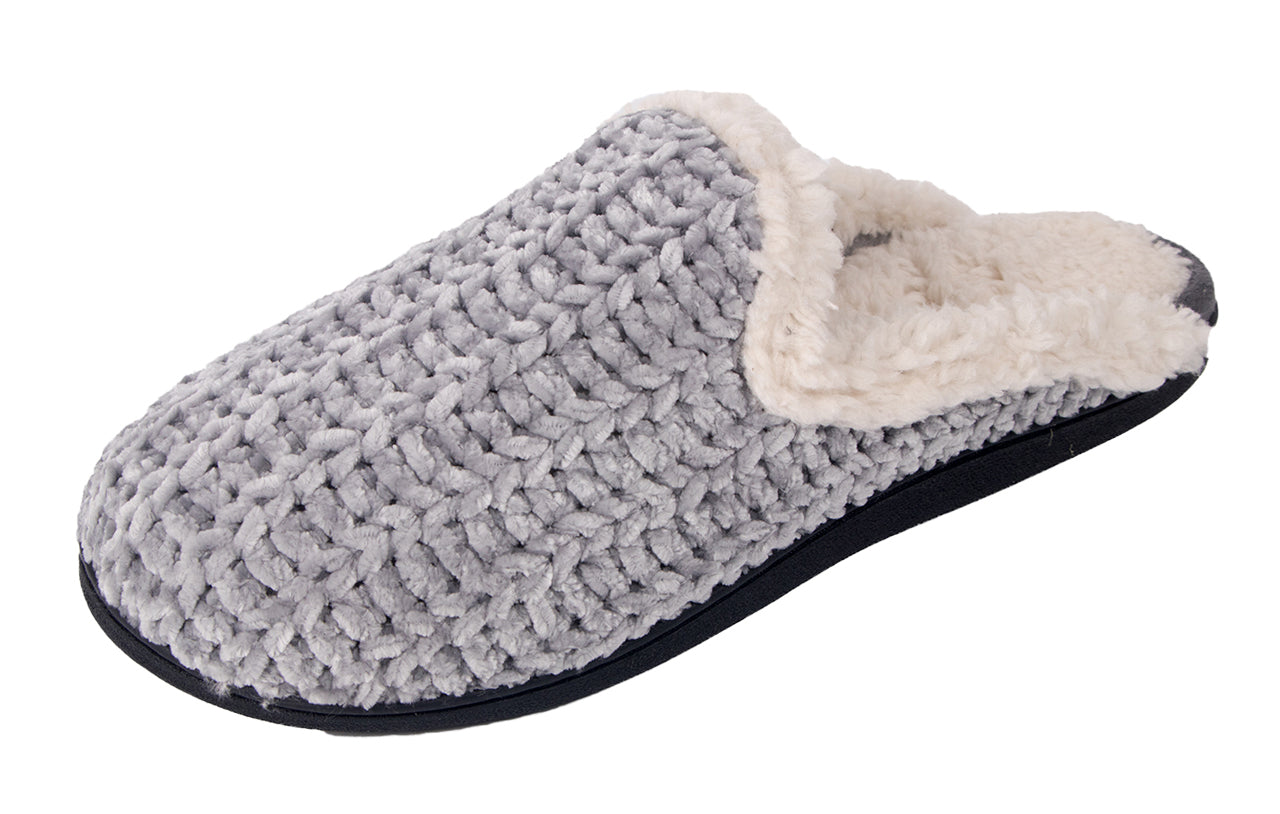 Roxoni Memory Foam Slippers for Women - Fuzzy Cozy Indoor/Outdoor Slides - Fluffy Slip On Shoes Womens House Slippers with Plush Heels and Anti-Skid Rubber Sole