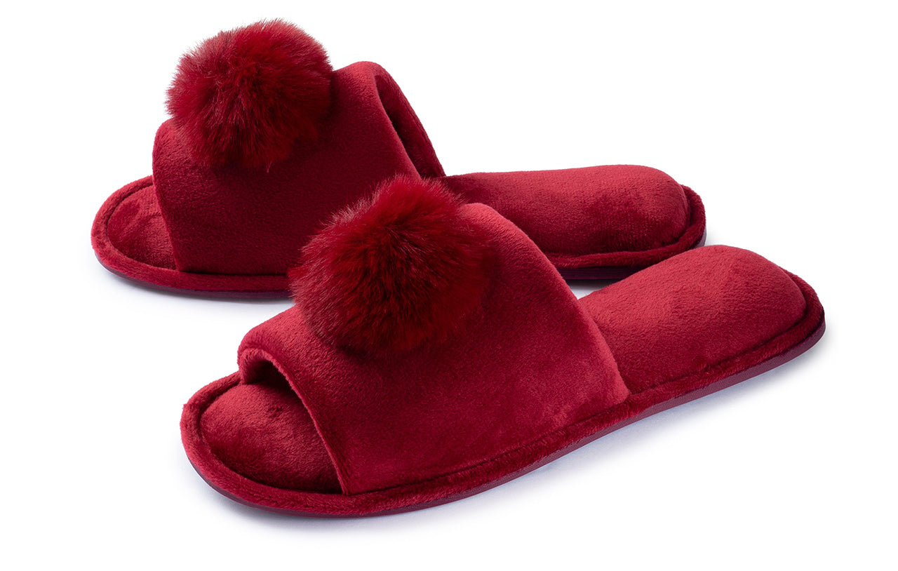 Roxoni Women’s Slippers Lovely Velvet Pom-pom Open Toe House Slides