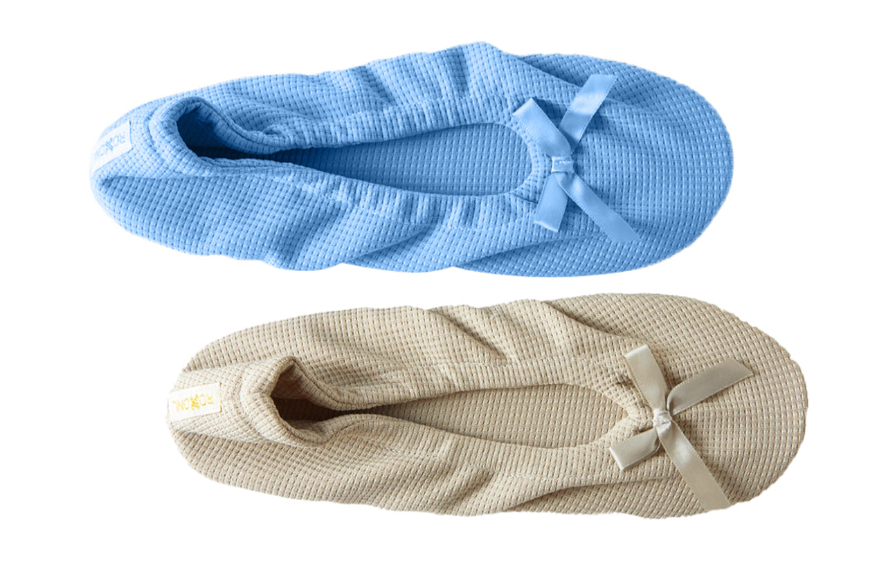 Roxoni Women's Terry Classic Cotton Ballerina Slippers (Pack of 2)