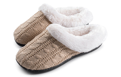 Roxoni Women's Slippers Cable Knit Super Cozy Comfort Clog
