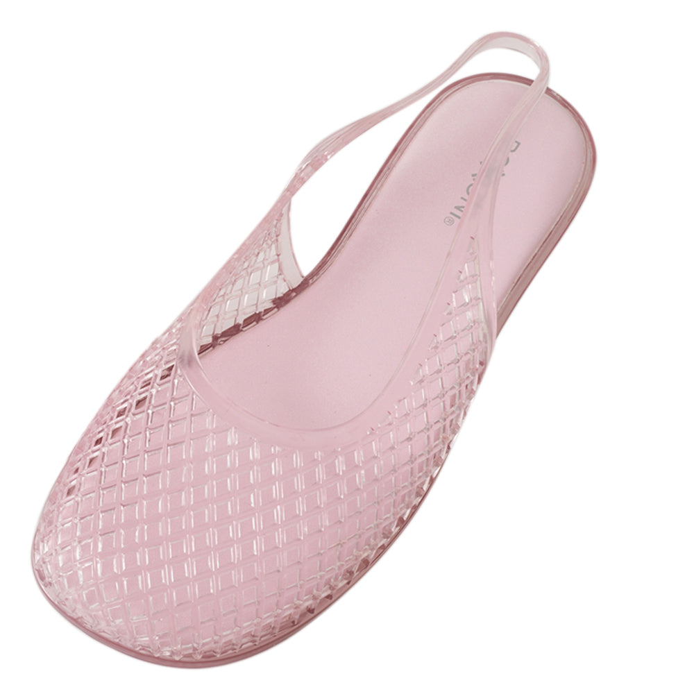 Roxoni Women’s Jelly Slingback Flats Breathable Mesh Sandals Lightweight Slip On Summer Beach Casual Shoes