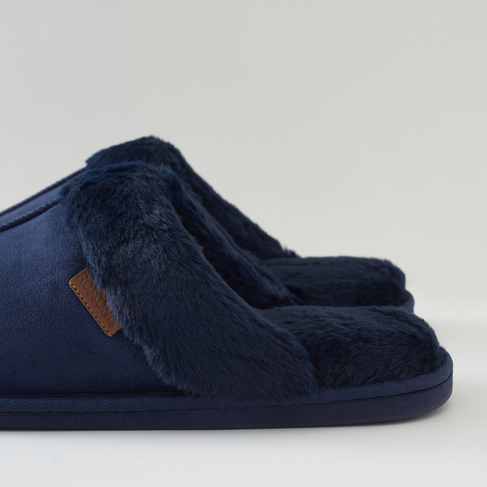Roxoni Men's Plush Faux Suede Clog Slippers with Warm Faux Fur Lining