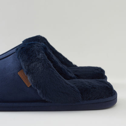 Roxoni Men's Plush Faux Suede Clog Slippers with Warm Faux Fur Lining