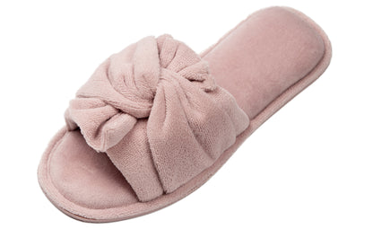 Roxoni Women's Indoor Twist Ribbon Plus Open Toe House Slippers