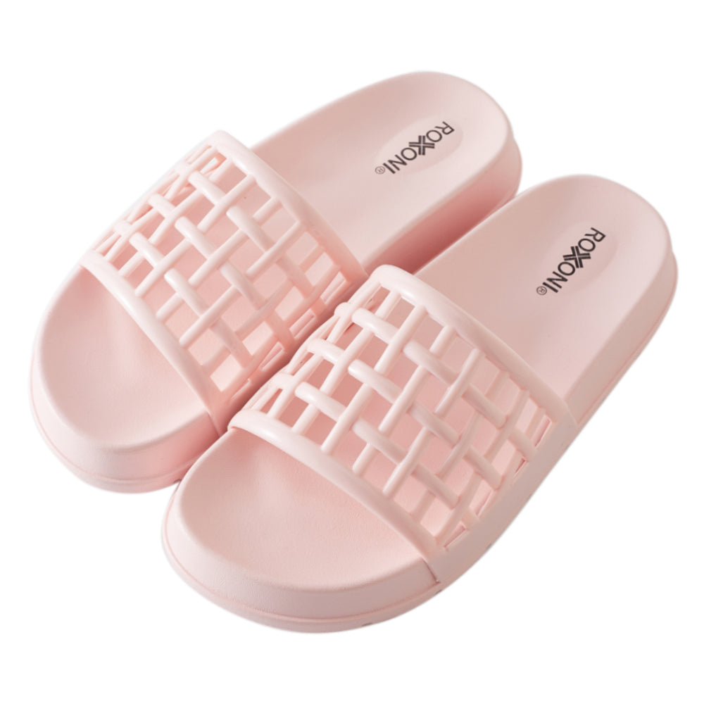 Roxoni Women’s Slide Sandals Lightweight Open Toe Comfort Slippers Woven Strap Casual Indoor Outdoor Summer Footwear