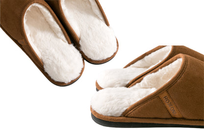 Roxoni Men's Warm Soft Furr House Memory Foam Slipper