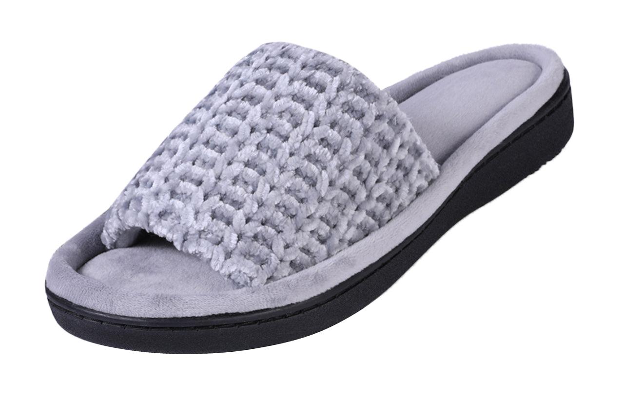Roxoni Women's Soft Open Toe Slide Slippers, Indoor Outdoor Rubber Sole