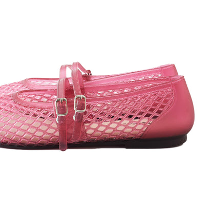 Roxoni Women’s Double Strap Jelly Mary Jane Flats, Lightweight Breathable Ballet Flats