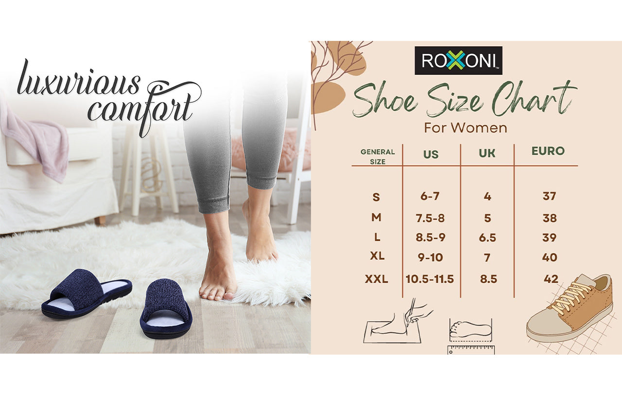 ROXONI Women's Soft Open Toe Slide Slippers, Indoor Outdoor Rubber Sole