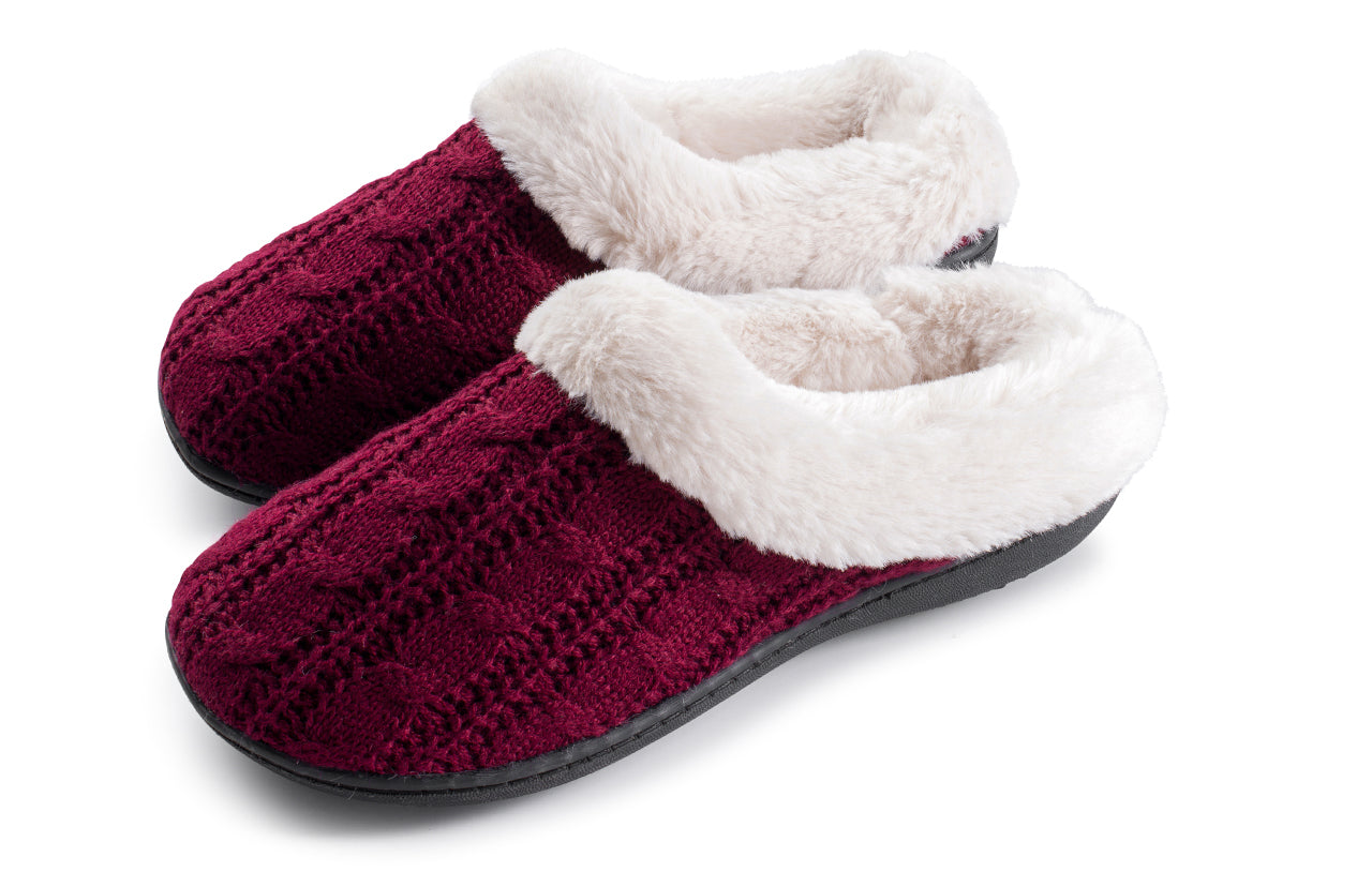 Roxoni Women's Slippers Cable Knit Super Cozy Comfort Clog