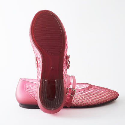 Roxoni Women’s Double Strap Jelly Mary Jane Flats, Lightweight Breathable Ballet Flats