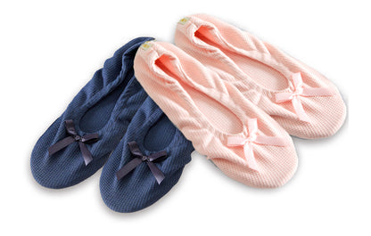 Roxoni Women's Terry Classic Cotton Ballerina Slippers (Pack of 2)