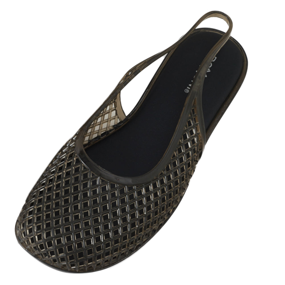 Roxoni Women’s Jelly Slingback Flats Breathable Mesh Sandals Lightweight Slip On Summer Beach Casual Shoes