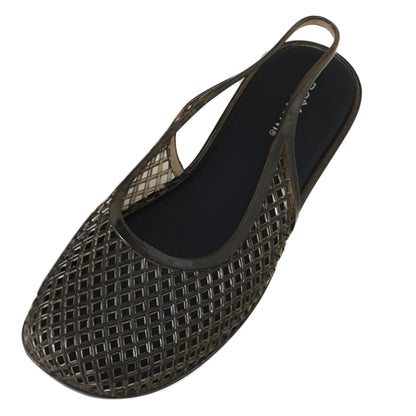 Roxoni Women’s Jelly Slingback Flats Breathable Mesh Sandals Lightweight Slip On Summer Beach Casual Shoes