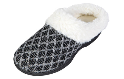 Roxoni Women's Cozy Memory Foam Slippers, Fuzzy Warm Faux Fur, Indoor Outdoor Rubber Sole