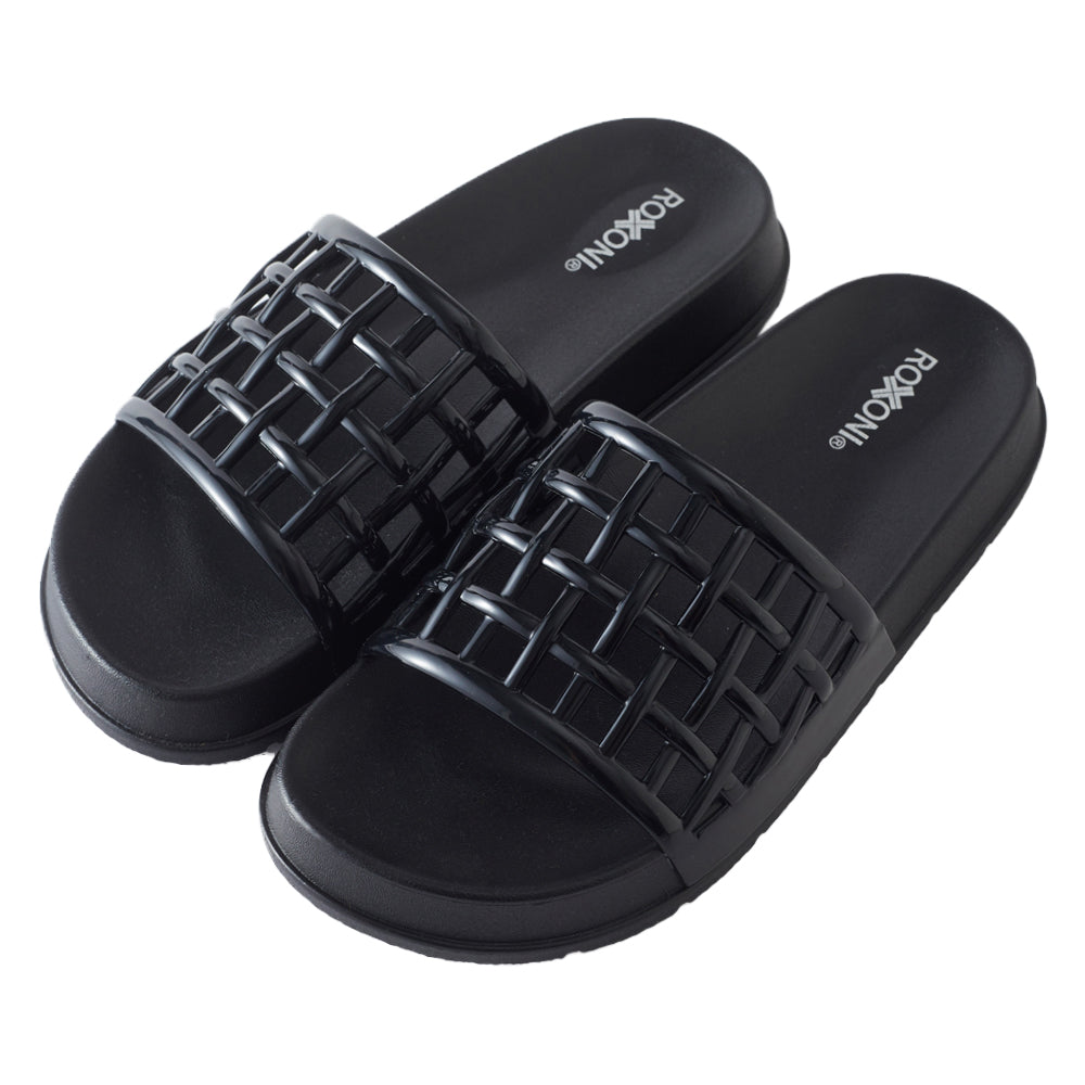 Roxoni Women’s Slide Sandals Lightweight Open Toe Comfort Slippers Woven Strap Casual Indoor Outdoor Summer Footwear