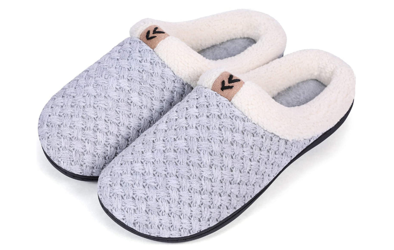 Roxoni Women's Slippers Cozy Fleece Warm Clog Knit Winter Ladies House Shoe Non-Slip