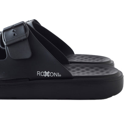 Roxoni Men’s Double Buckle Slide Sandals Lightweight Adjustable Comfort Slides Casual Indoor Outdoor Non Slip Slippers