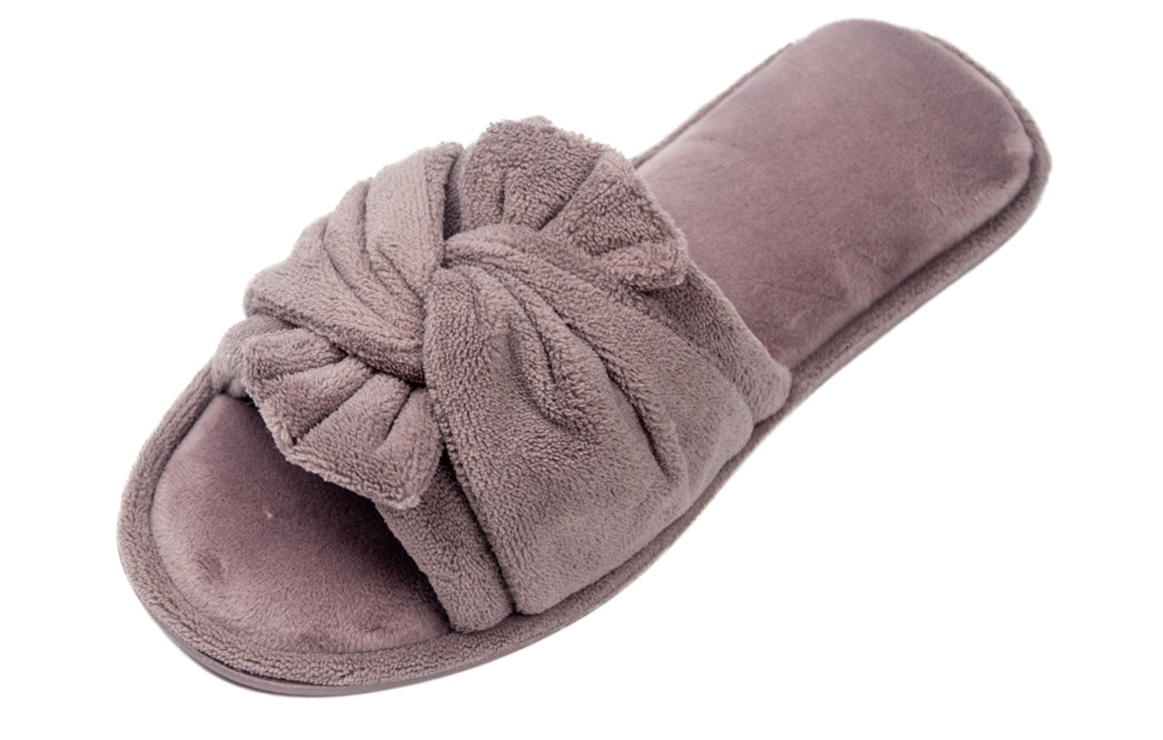 Roxoni Women's Indoor Twist Ribbon Plus Open Toe House Slippers