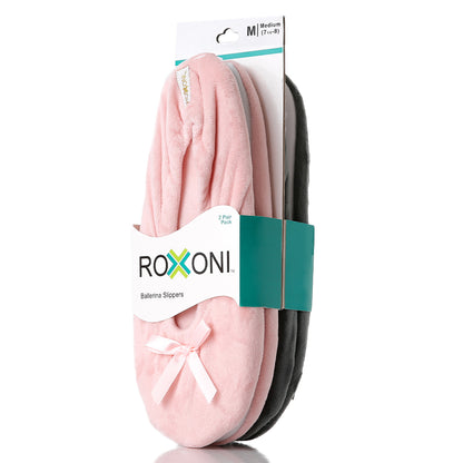 Roxoni Women's Terry Classic Cotton Ballerina Slippers (Pack of 2)