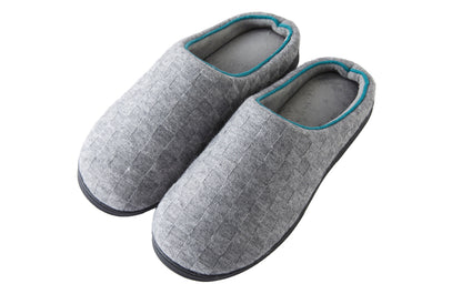 Roxoni Men’s Memory Foam Slippers, Two-Tone Quilted Indoor Outdoor House Shoes, Comfortable Slip-On Lounge Footwear with Durable Non-Slip Sole