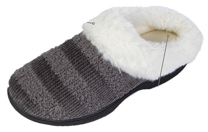 Roxoni Women’s Cozy Memory Foam Slippers, Warm Faux Fur, Indoor Outdoor Rubber Sole