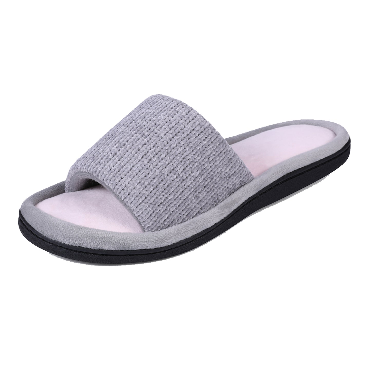 ROXONI Women's Soft Open Toe Slide Slippers, Indoor Outdoor Rubber Sole