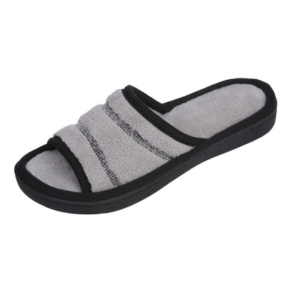 Roxoni Women's Open Toe Memory Foam Slippers with Contrast Design