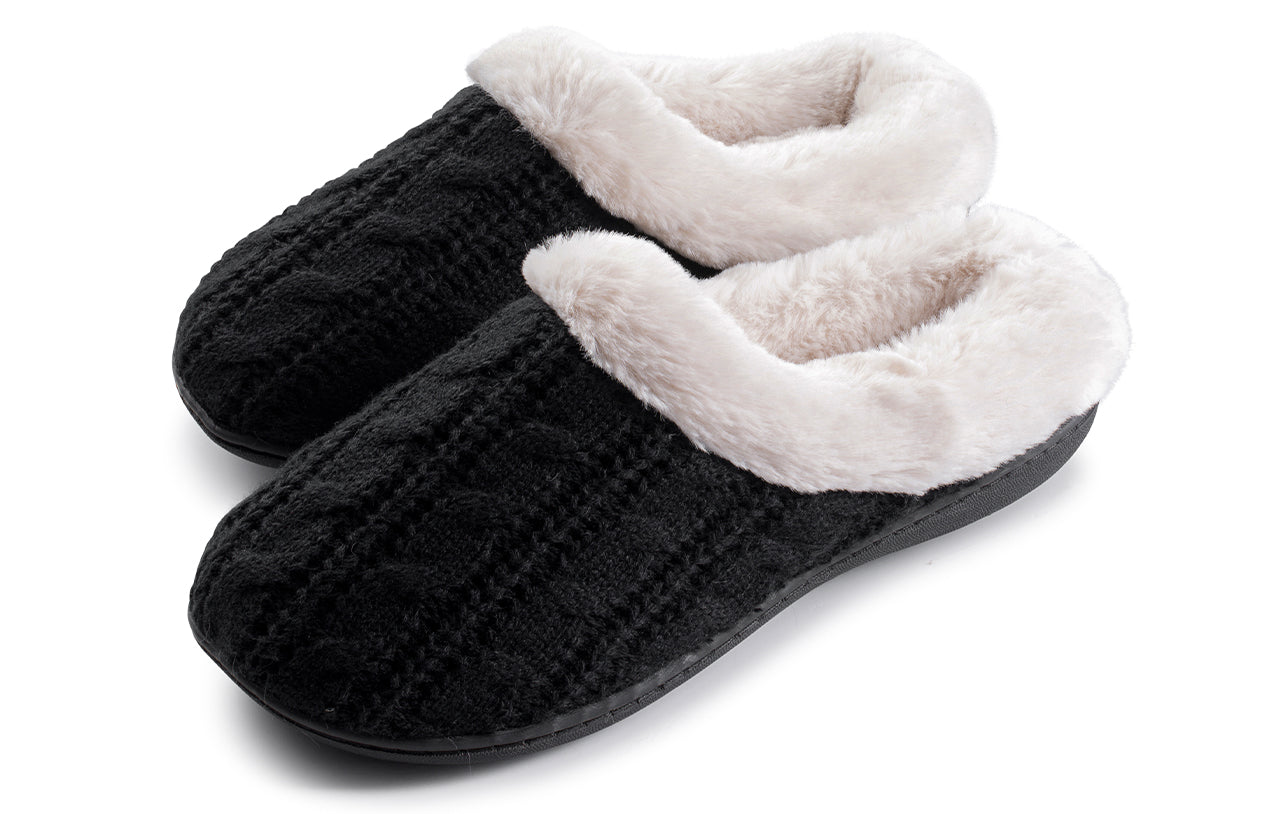 Roxoni Women's Slippers Cable Knit Super Cozy Comfort Clog