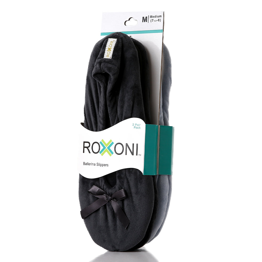 Roxoni Women's Terry Classic Cotton Ballerina Slippers (Pack of 2)