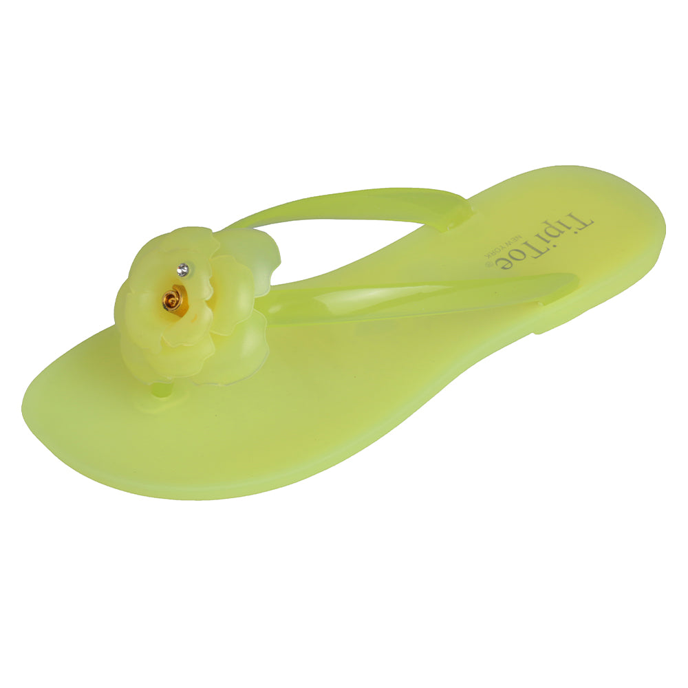 Pupeez Girl's Flower Jelly Thong Flip Flop Slide Summer Sandal - 2 Pack