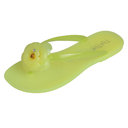 Pupeez Girl's Flower Jelly Thong Flip Flop Slide Summer Sandal - 2 Pack