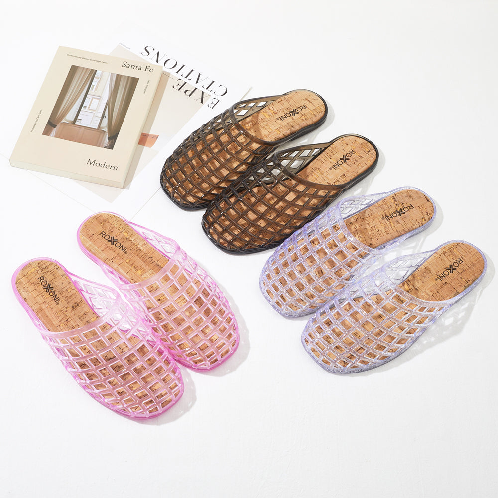 Roxoni Women’s Jelly Clog Sandals Breathable Mesh Slip On Lightweight Casual Summer Garden Beach Shoes