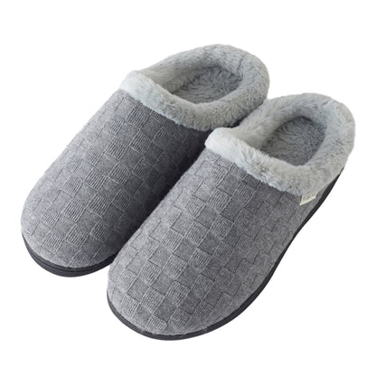 Roxoni Women’s Woven Knit Fleece Clog Slippers, Cozy Plush Faux Fur Lined Memory Foam House Shoes