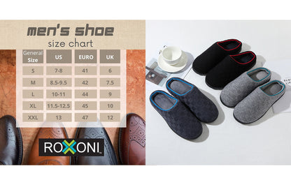 Roxoni Men’s Memory Foam Slippers, Two-Tone Quilted Indoor Outdoor House Shoes, Comfortable Slip-On Lounge Footwear with Durable Non-Slip Sole