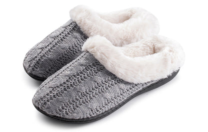 Roxoni Women's Slippers Cable Knit Super Cozy Comfort Clog