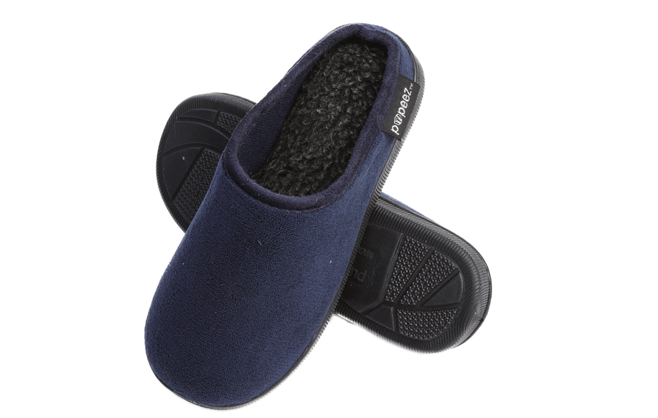 Pupeez Kid's Boy Memory Foam Comfort Indoor/Outdoor Suede Slip-On Clog Slipper