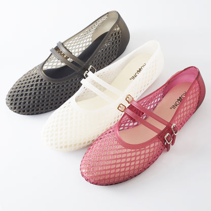 Roxoni Women’s Double Strap Jelly Mary Jane Flats, Lightweight Breathable Ballet Flats