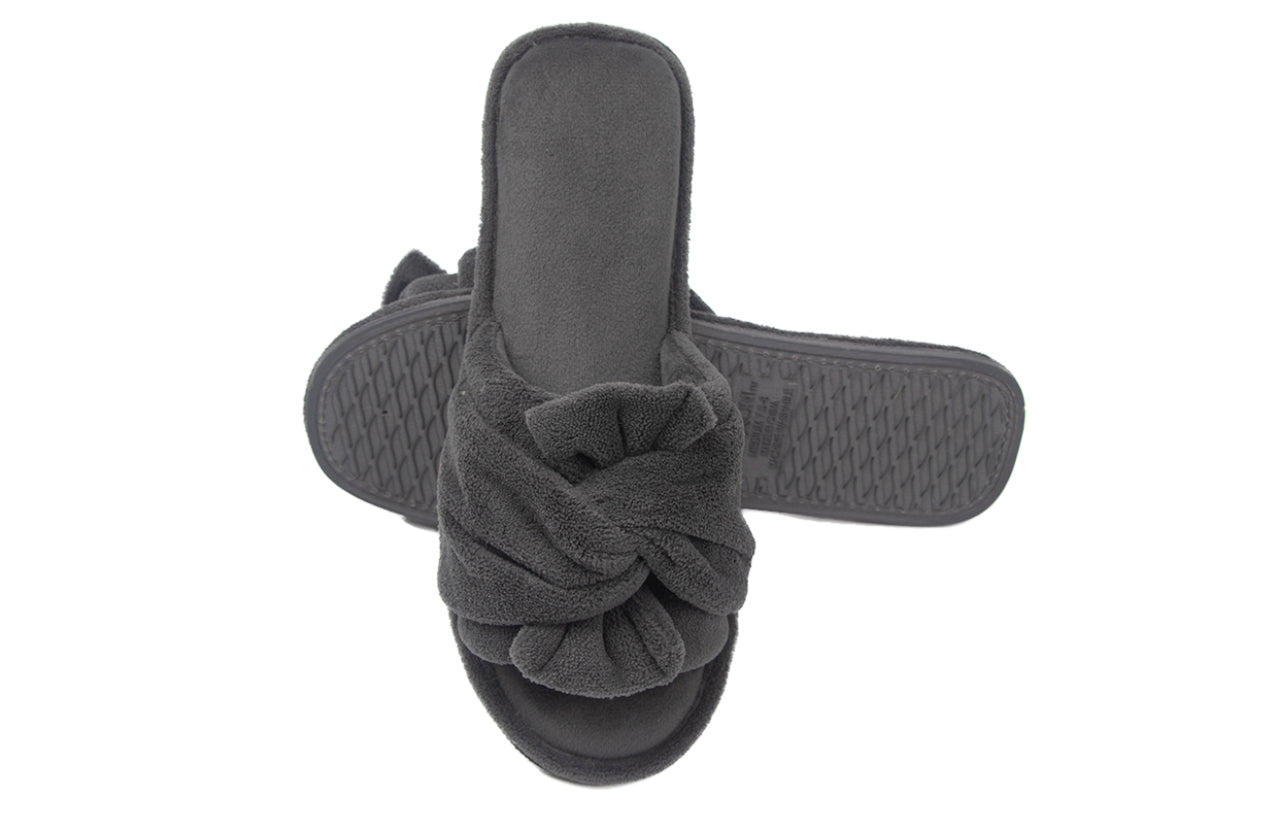 Roxoni Women's Indoor Twist Ribbon Plus Open Toe House Slippers