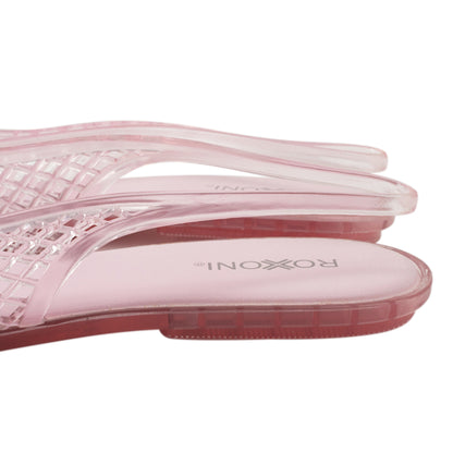 Roxoni Women’s Jelly Slingback Flats Breathable Mesh Sandals Lightweight Slip On Summer Beach Casual Shoes