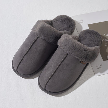 Roxoni Men's Plush Faux Suede Clog Slippers with Warm Faux Fur Lining