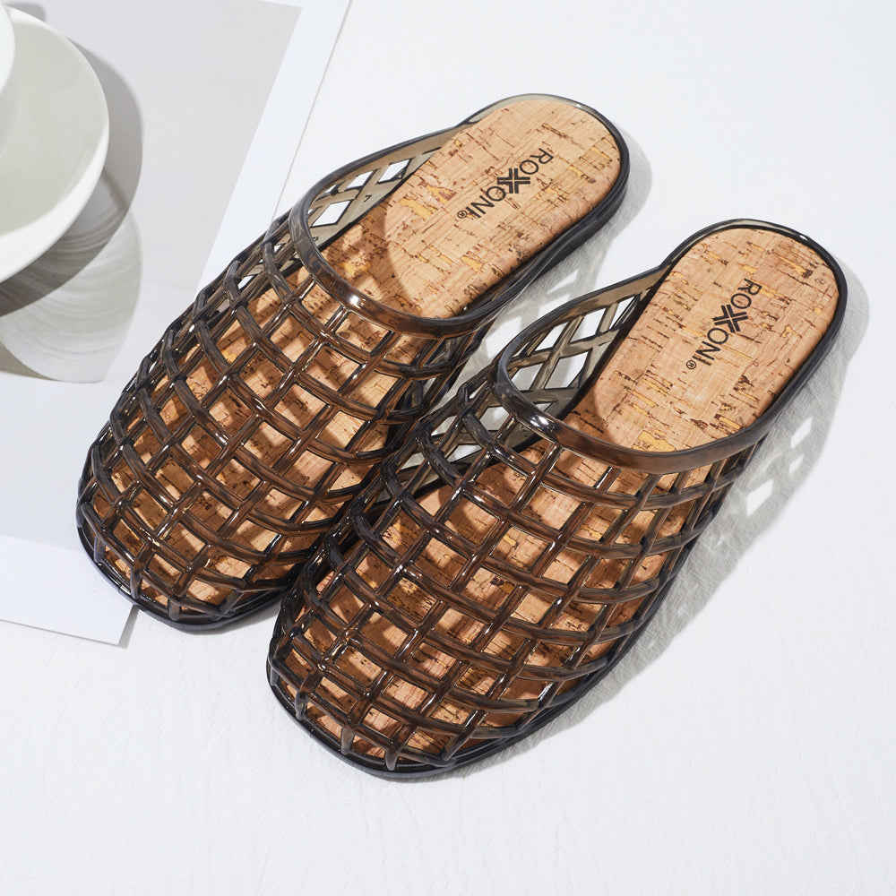 Roxoni Women’s Jelly Clog Sandals Breathable Mesh Slip On Lightweight Casual Summer Garden Beach Shoes