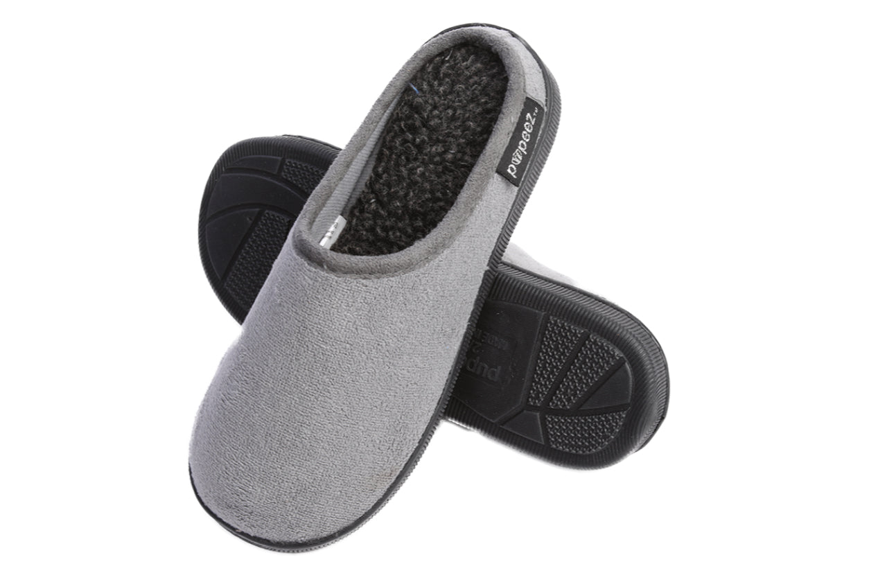 Pupeez Kid's Boy Memory Foam Comfort Indoor/Outdoor Suede Slip-On Clog Slipper