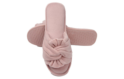 Roxoni Women's Indoor Twist Ribbon Plus Open Toe House Slippers