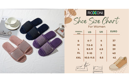 Roxoni Women’s Plush Open Toe House Slippers – Soft Memory Foam Indoor Slides with Non-Slip Sole, Cozy Breathable Open Back Design