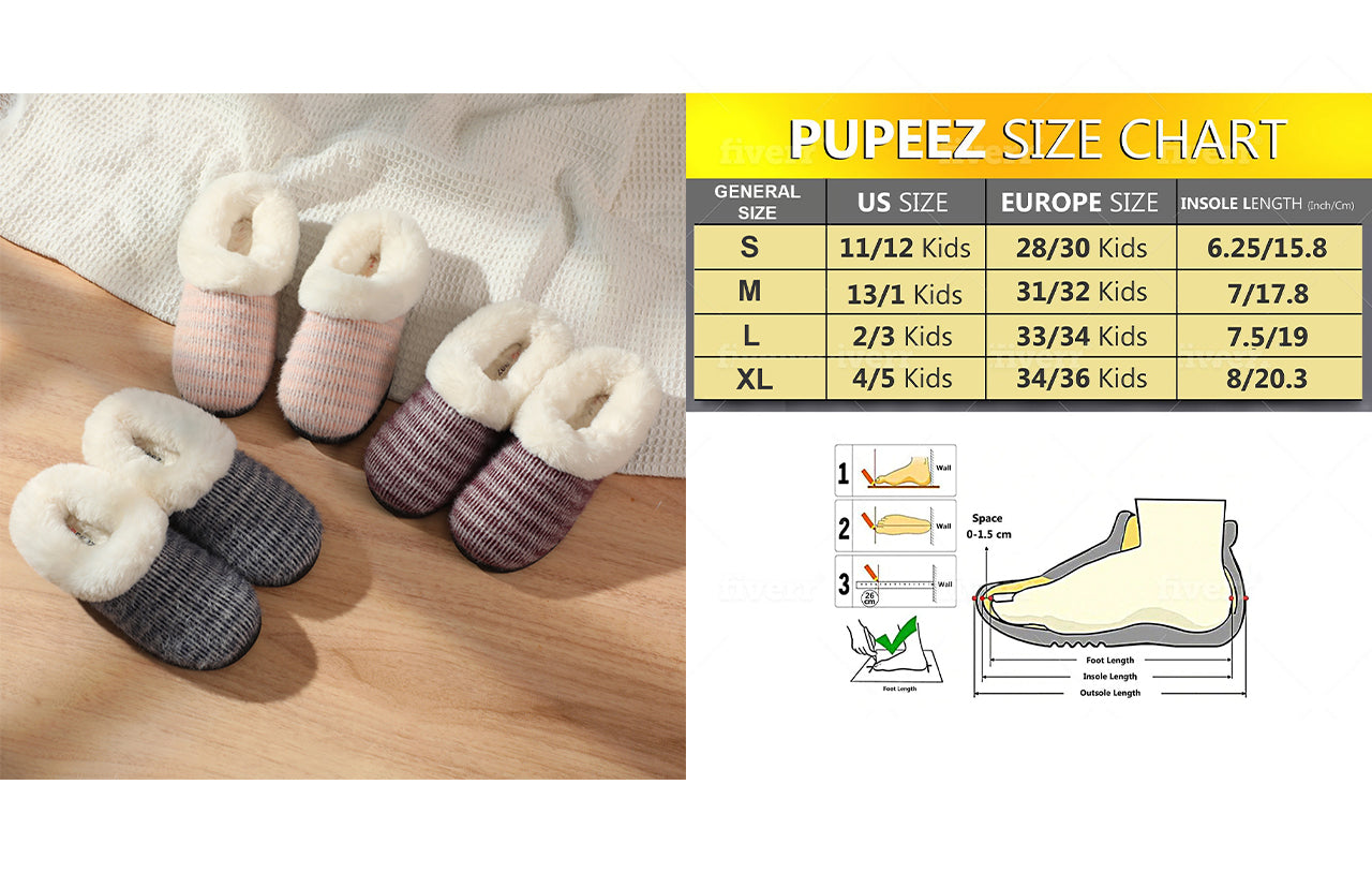 Pupeez Kid's Girl Memory Foam Comfort Plush Fleece Lined House Slipper - Mohair Upper Clog