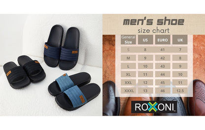 Roxoni Men's Casual Comfort Breathable Denim Open Toe House Sandal Slipper