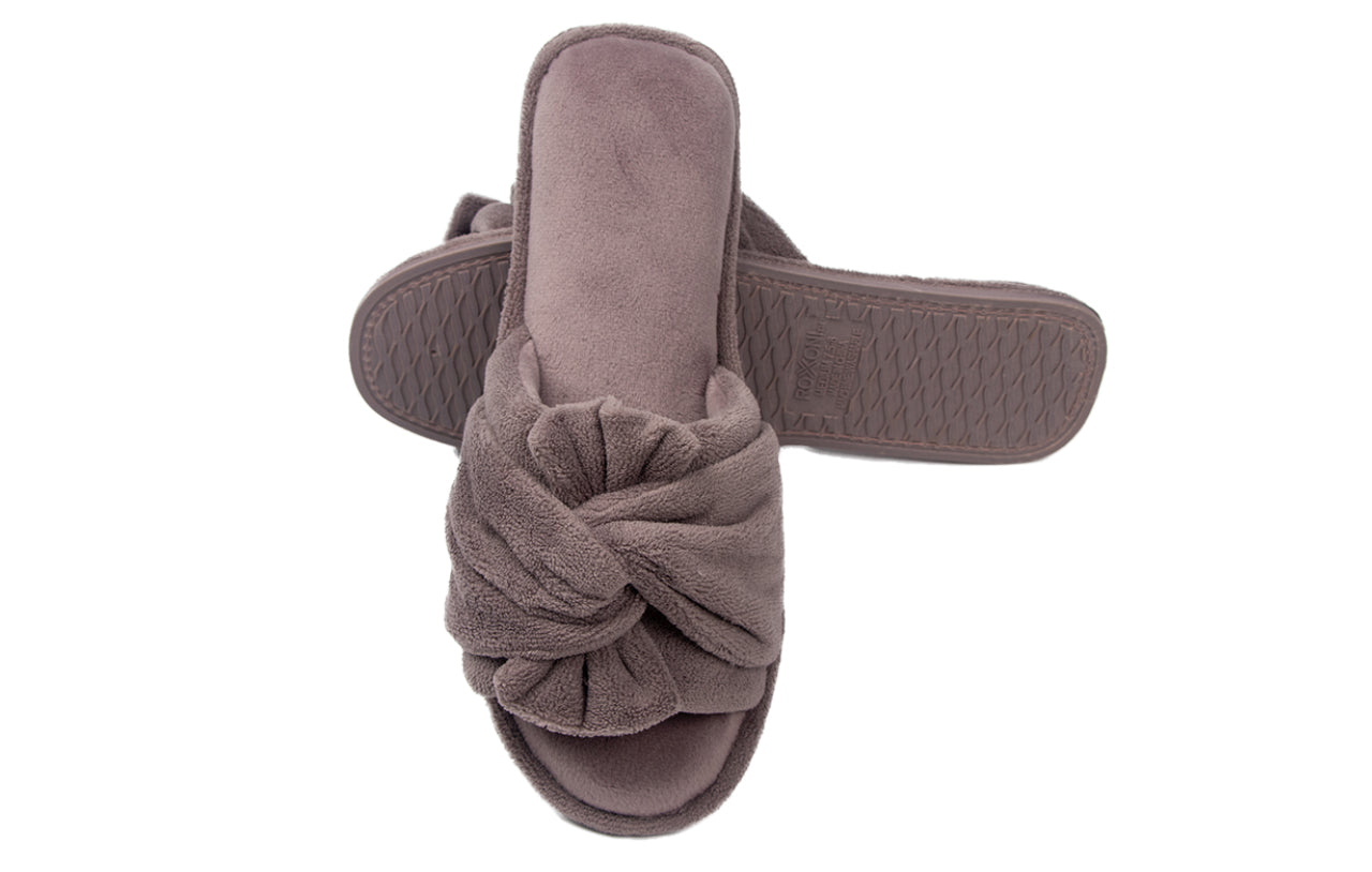 Roxoni Women's Indoor Twist Ribbon Plus Open Toe House Slippers